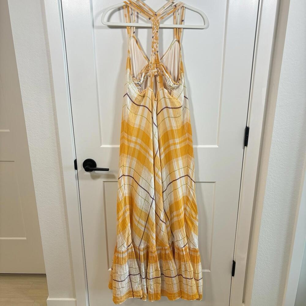 HOLDING HORSES Anthropologie Clementine Maxi Plaid Gauze Dress Sz M - Picture 6 of 8